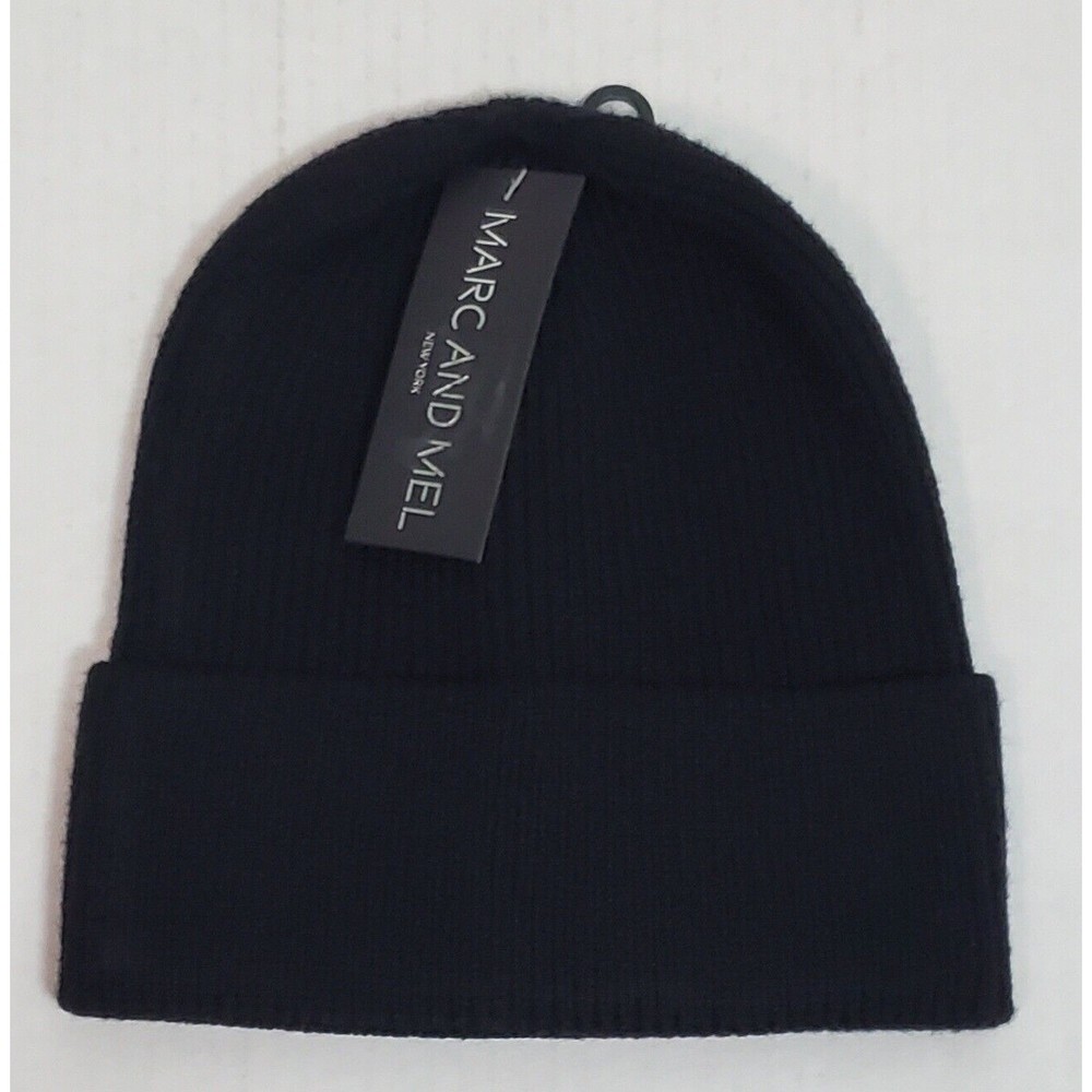 Marc and Mel Womens Beanie Winter Knit Hat Black Cuffed One Size New!